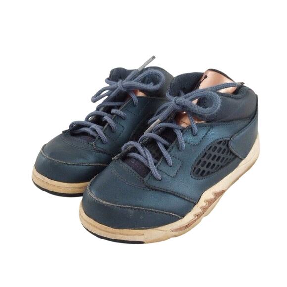 Nike Air Jordan 5 Retro Toddler Shoes Sz 10C Obsidian-Metallic Bronze 440890-416 - Picture 2 of 7